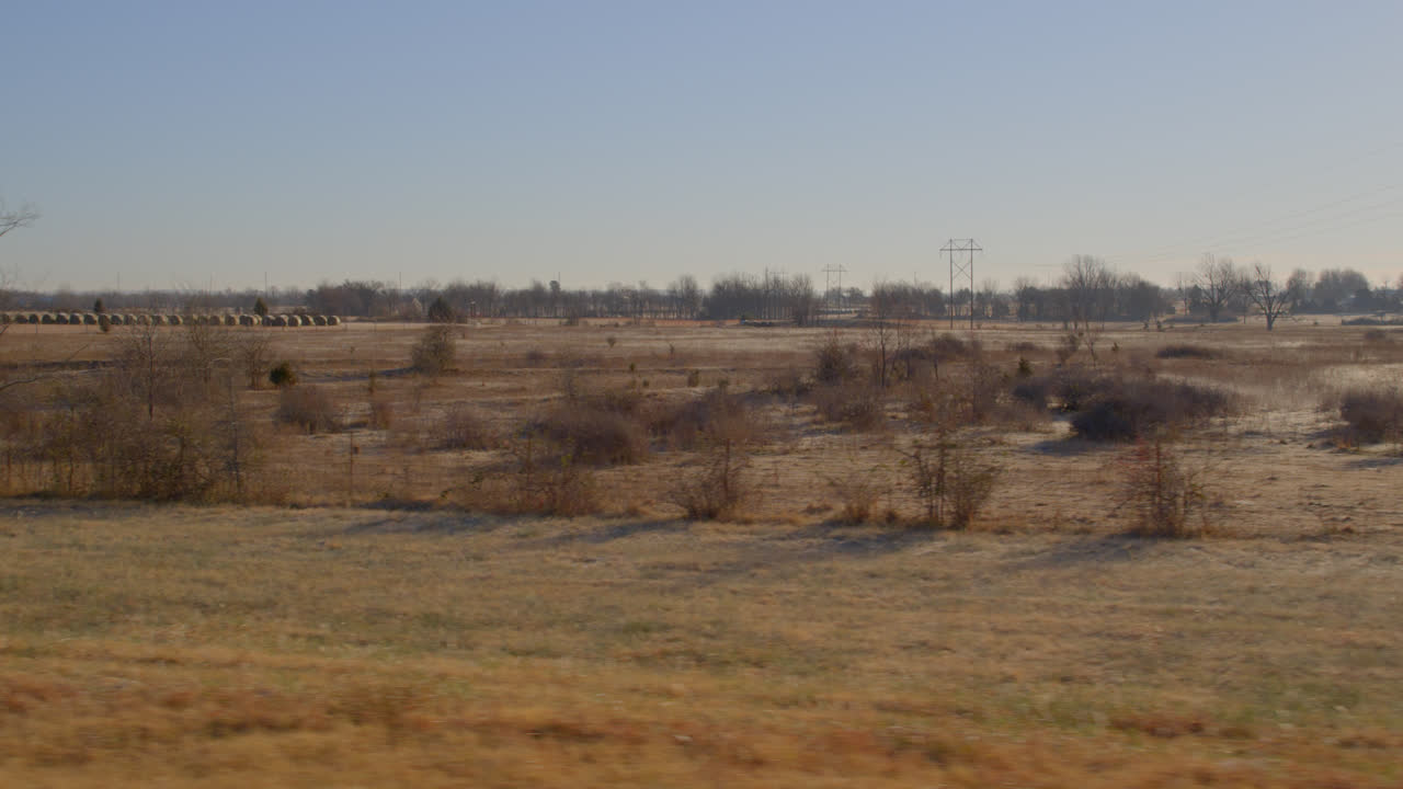 Rural farmland in Texas countryside on sunny winter day