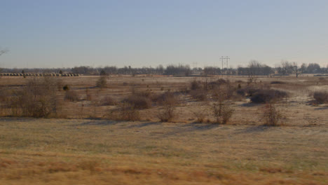 rural farmland in texas countryside on sunny winter day
