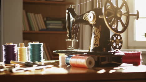 vintage sewing machine and supplies