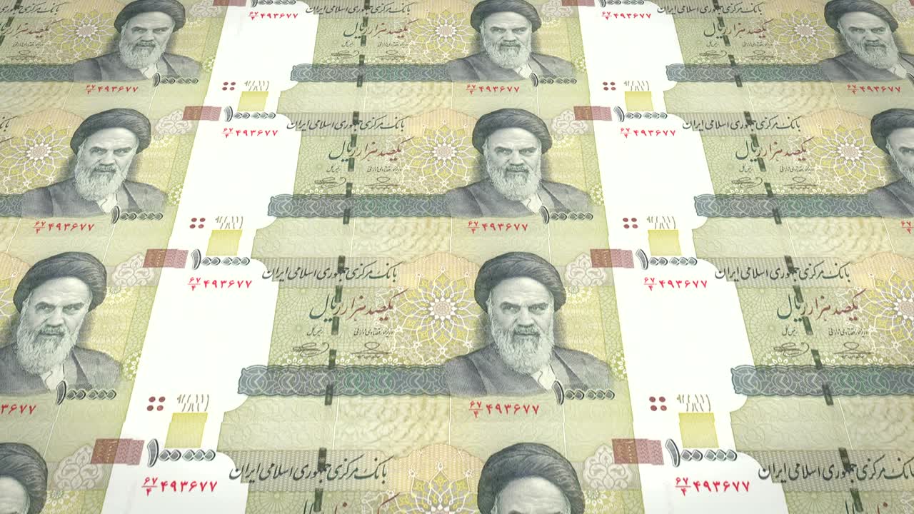 billetes de cien mil riales iraníes de irán, dinero en efectivo, bucle