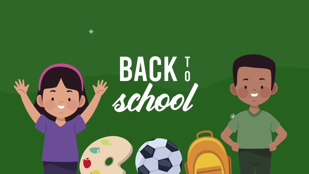 back to school lettering with interracial kids