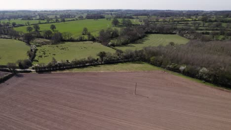 Warwickshire-Temporada-De-Primavera-Tierras-De-Cultivo-Paisaje-Aéreo-Agricultura-Reino-Unido
