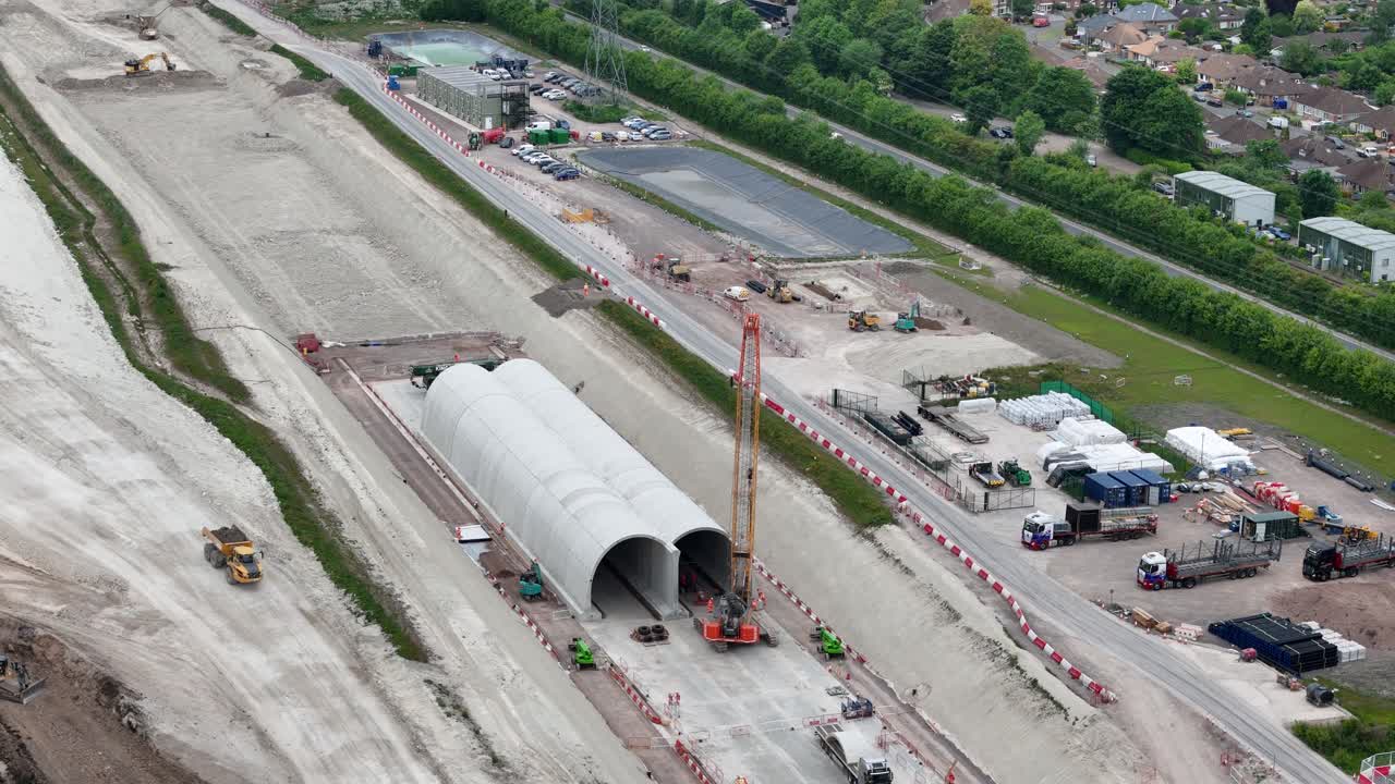HS2 under construction high speed railway Wendover Buckinghamshire, UK aerial