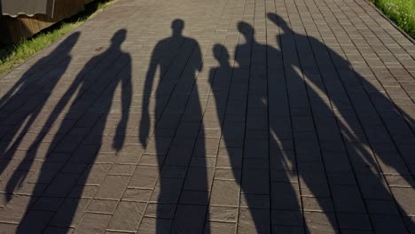 shadows of a family on a walk