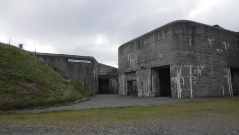 shot pushing in towards fort casey's abandoned bunkers on whidbey island.