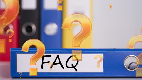 Animation-of-question-marks-floating-over-binder-with-faq