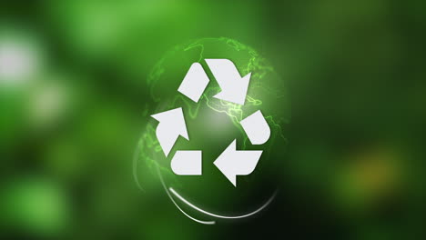 recycling symbol on a green earth