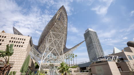 el horizonte de la playa de barcelona visto desde el puerto