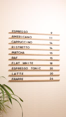 coffee menu board
