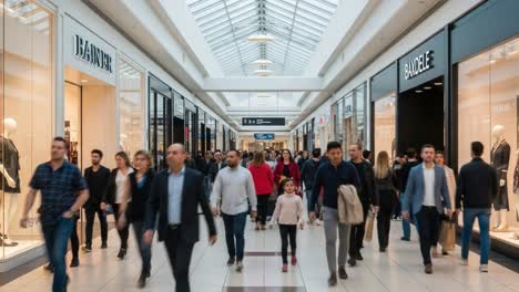 personas caminando a través de un centro comercial ocupado