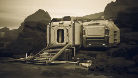 futuristic moon base in a desert landscape