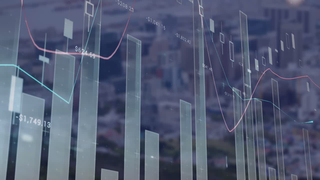 animación del procesamiento de datos sobre el paisaje