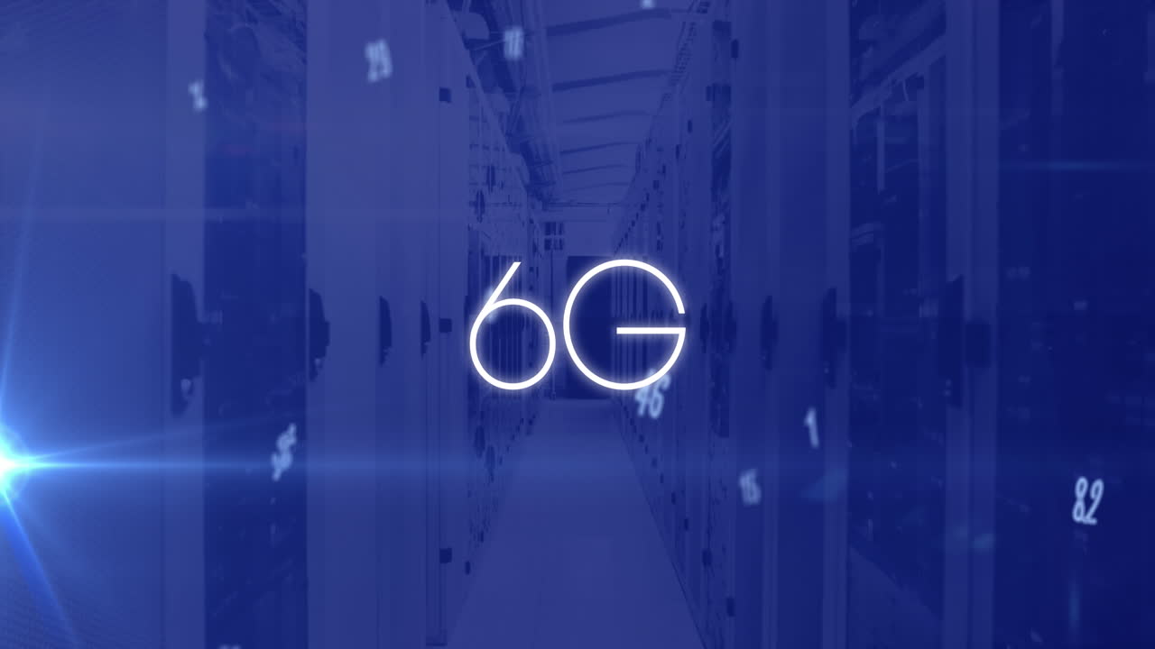 animazione dell'elaborazione di dati di testo 6g su server di computer