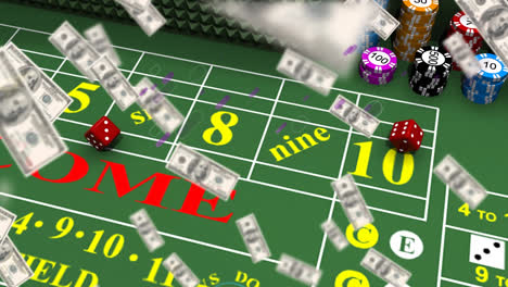 animation of american dollars floating over casino gambling board