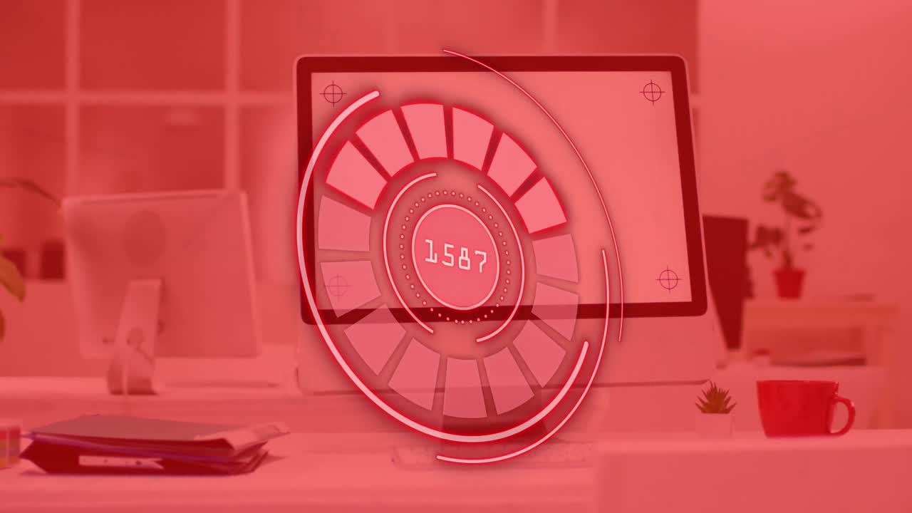 animación del procesamiento de datos sobre el hombre utilizando una computadora con pantalla en blanco