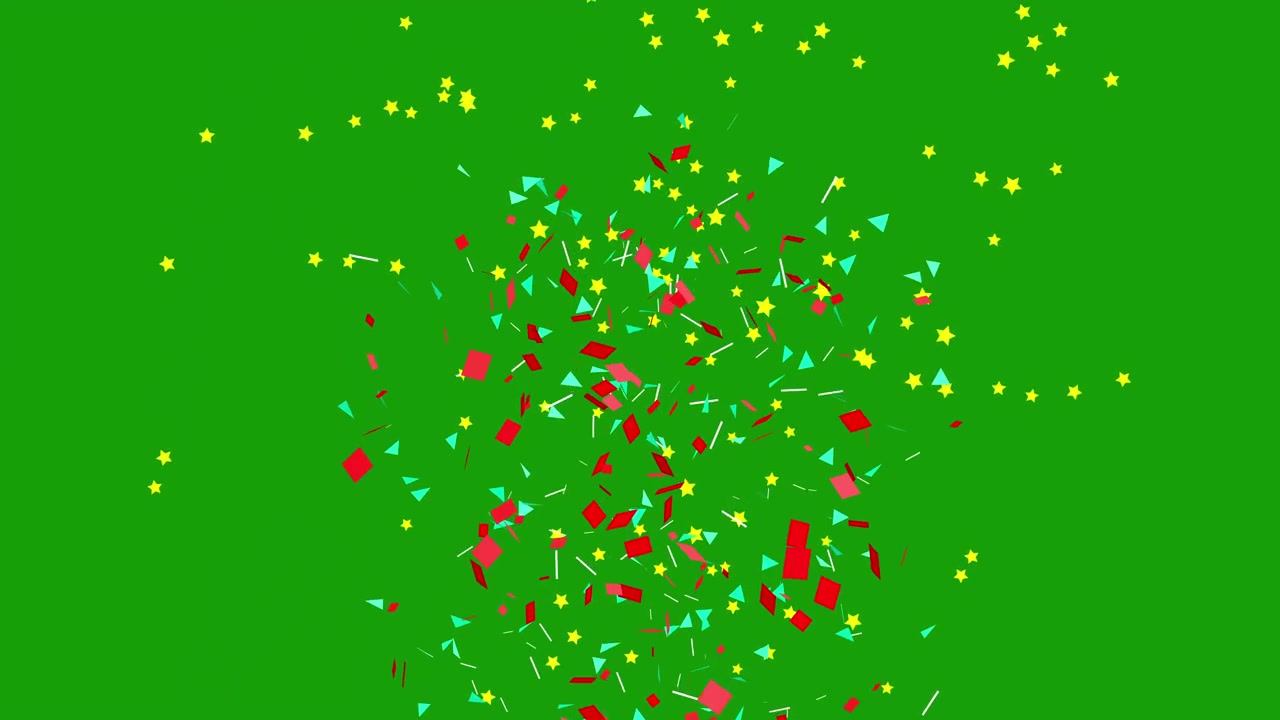Esplosione di coriandoli colorati su sfondo a schermo verde