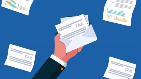 tax day animation with hand lifting envelope mail