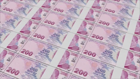 200 turkish lira banknotes printing by a money press