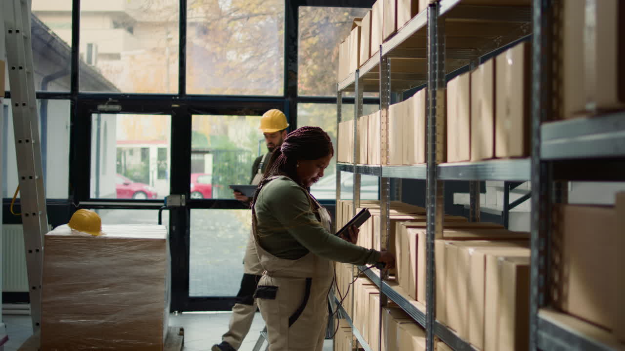 trabajadores del almacén comprobando el inventario