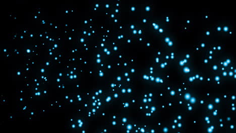 animación de múltiples manchas azules brillantes de luz que se mueven en movimiento hipnótico sobre un fondo negro