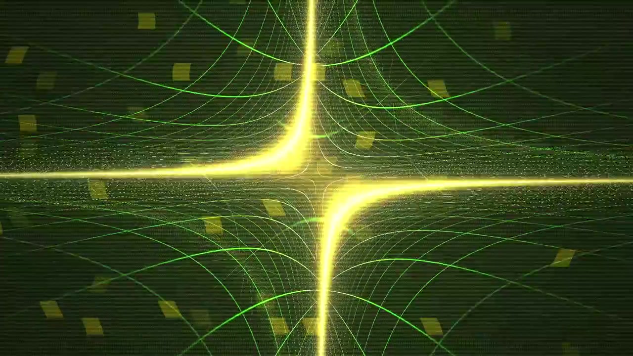 Abstract Digital Grid Animation with Glowing Light Waves