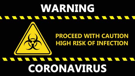 intermittent warning coronavirus over black background and infection alert motion graphic