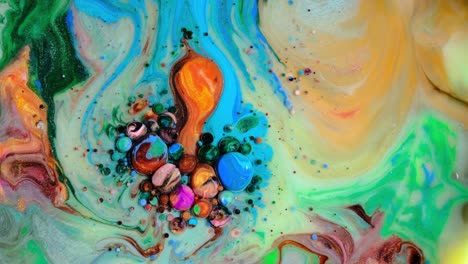 colorful paint and bubbles abstract background 4k video