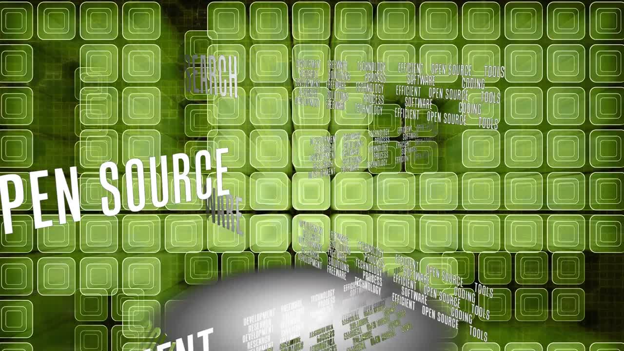 animación del procesamiento de datos sobre cuadrados verdes en la cuadrícula