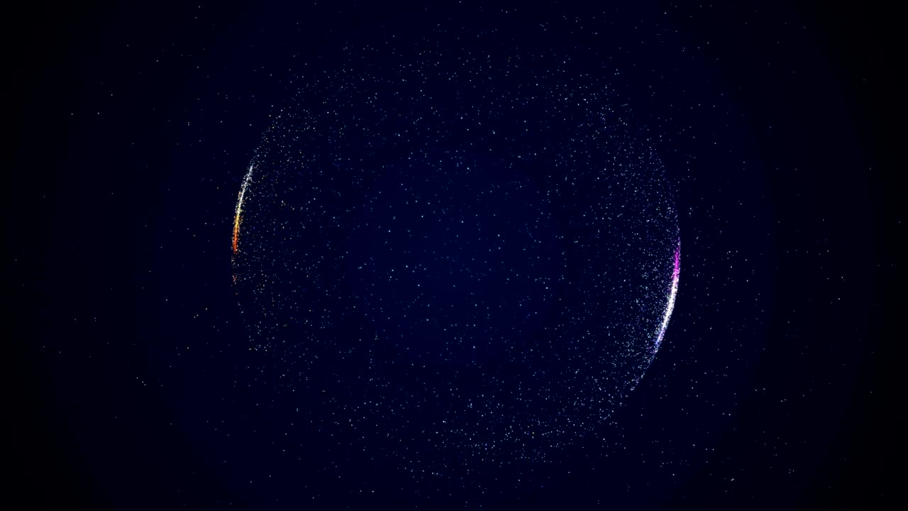 작은 입자로 형성된 원형 모양의 추상적인 배경, 광선 효과 (uhd 4k)