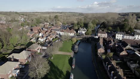 hungerford town and canal england aerial drone footage