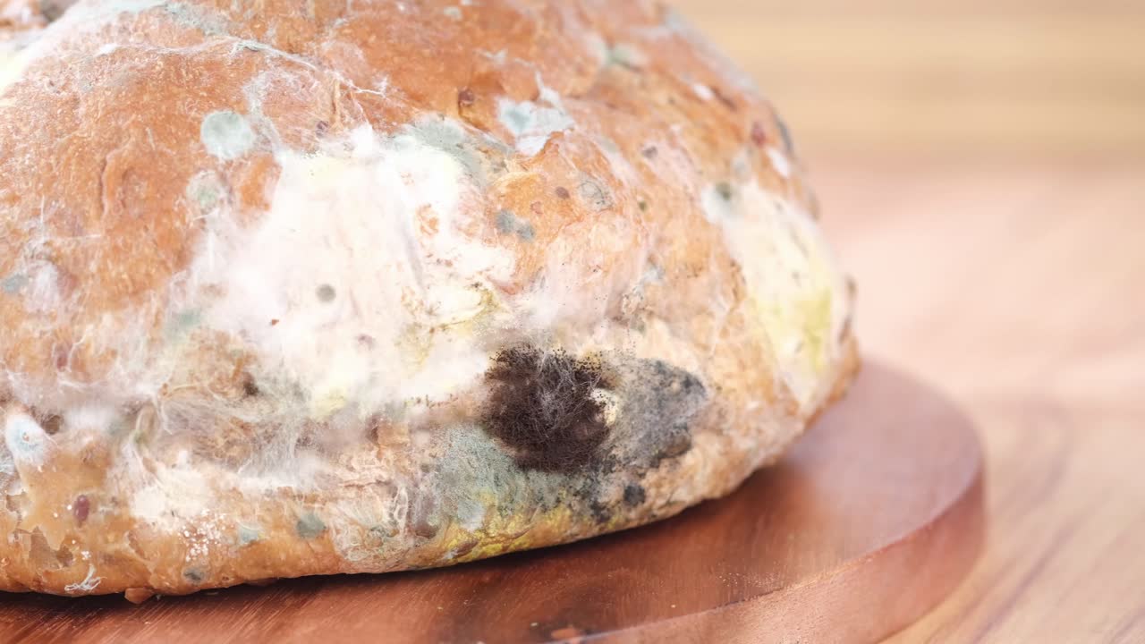 Schimmeliges Brot auf Holzbrett