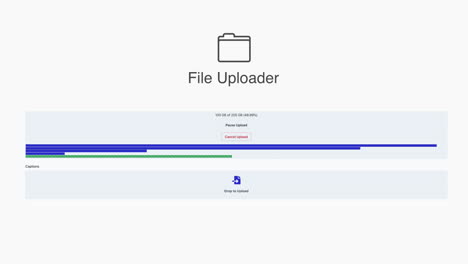 files and data uploading onto a hosting server website showing a progress bar for the upload