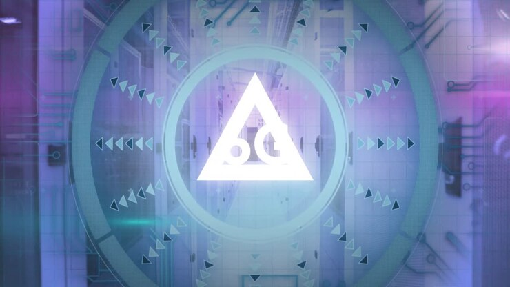 Animazione di scansione con mirino con elaborazione dati su sala server