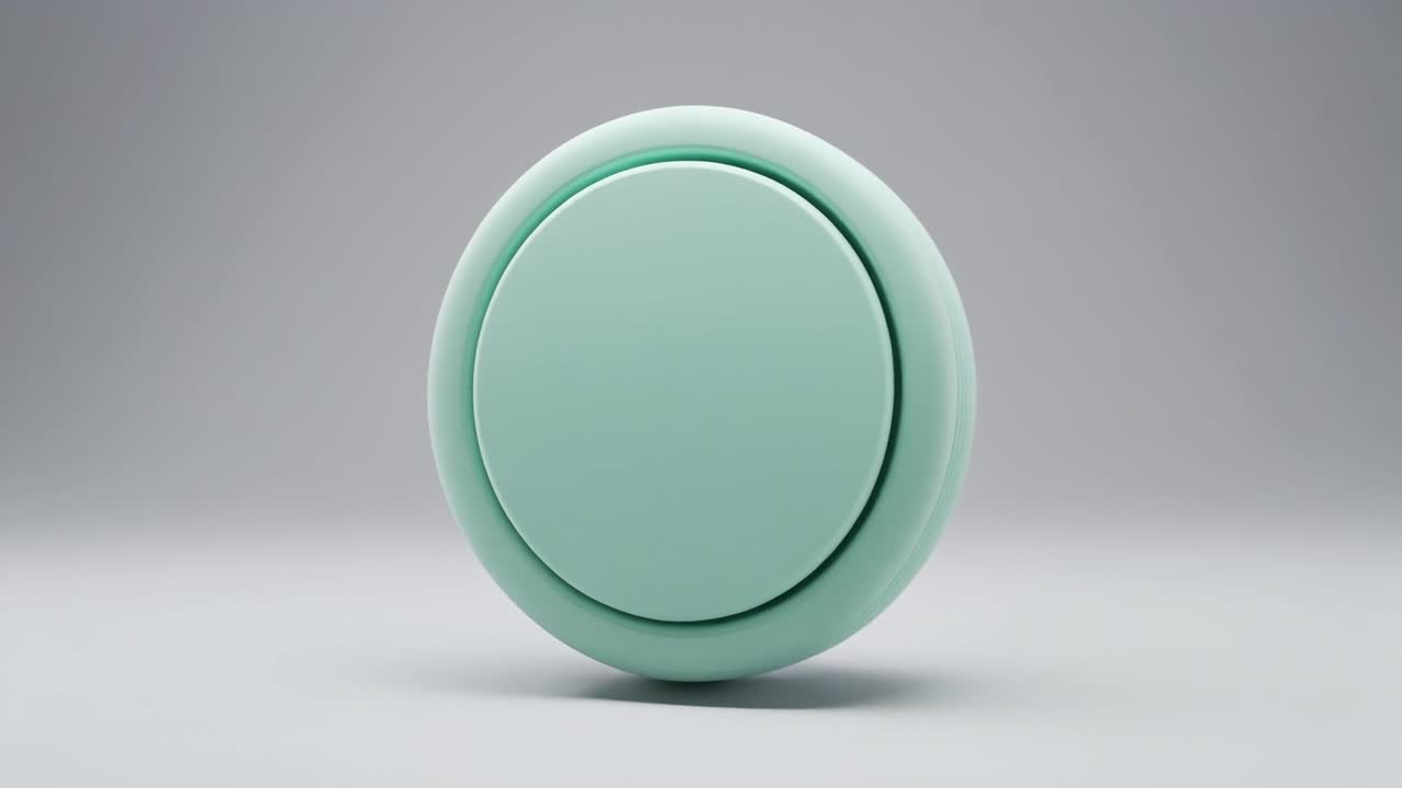 Minimalist Light Green Circular Object Rotating in Studio