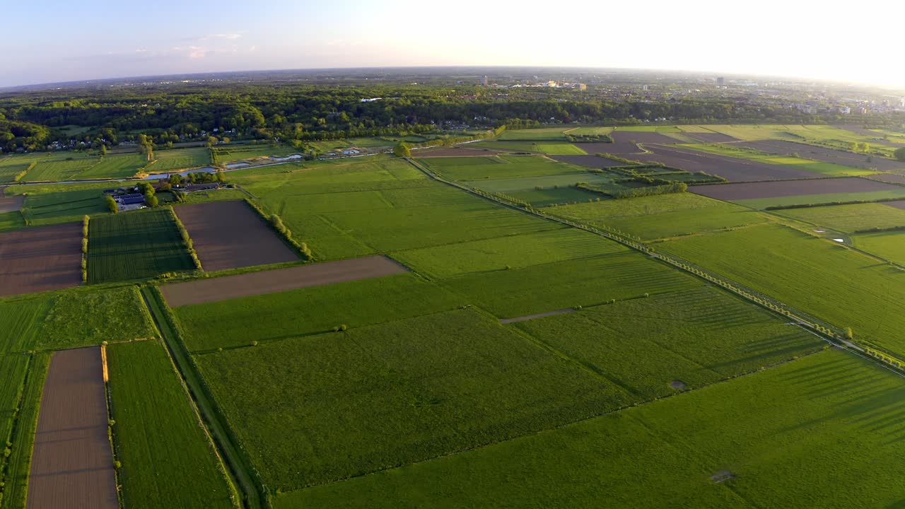 Aerial of European agriculture and fields