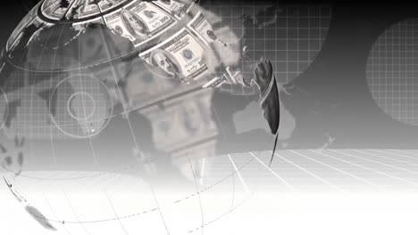 Rotating-globe-with-dollar-bills