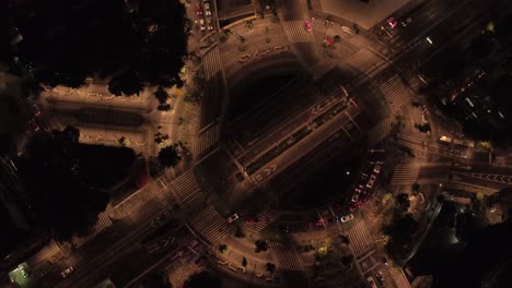 aerial top down night view of a roundabout in mexico city