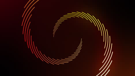 animation of yellow and red spiral lines rotating on black background