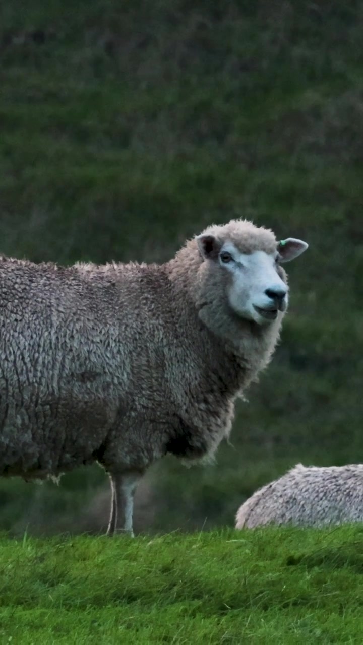 Pecore che pascolano tranquillamente in un campo verde