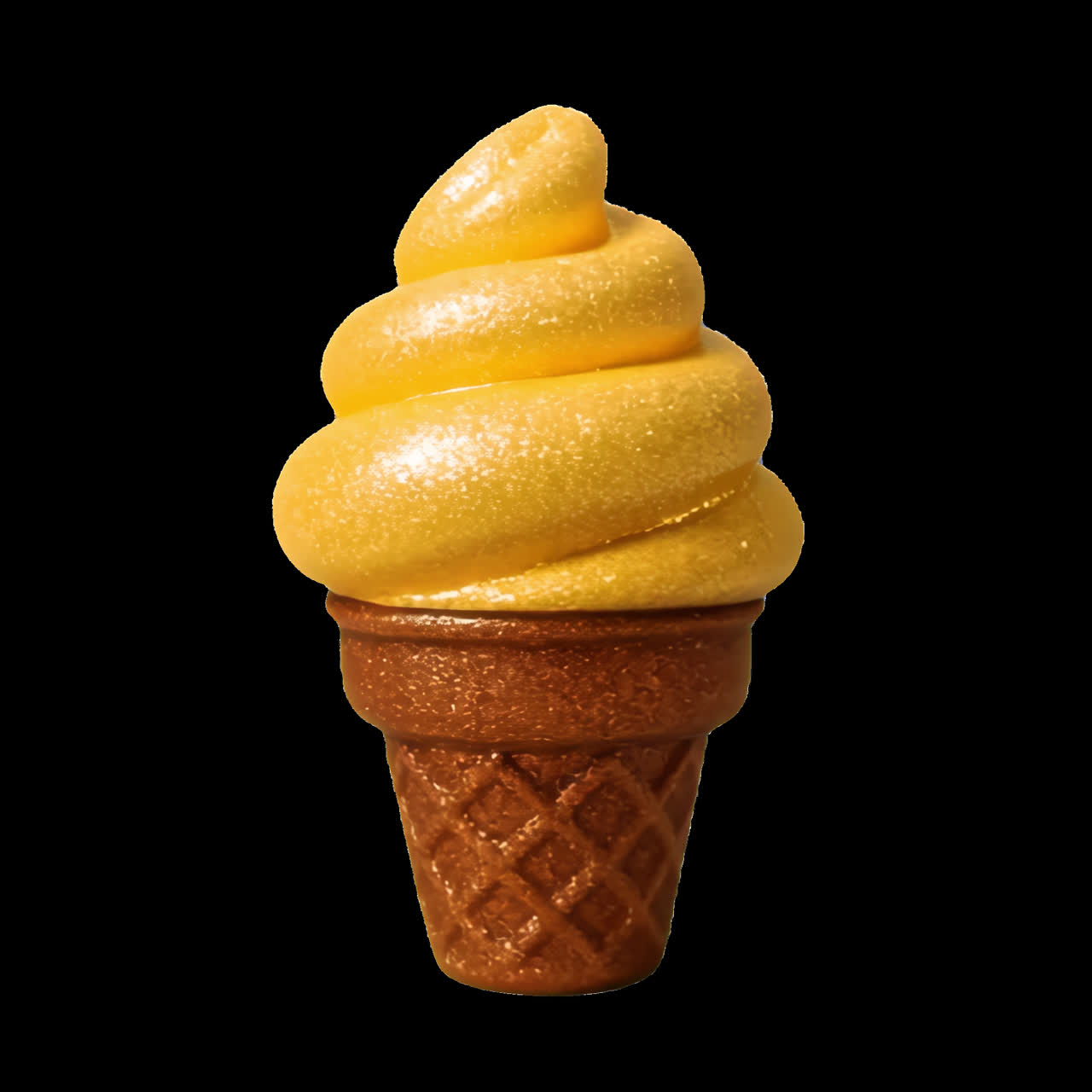 Animazione di un cono gelato dorato, risorsa isolata, video 4K trasparente, canale alfa, ProRes.
