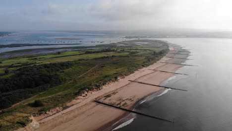 Aerial-View-Of-Empty-Dawlish-Warren-Beach-In-South-Devon