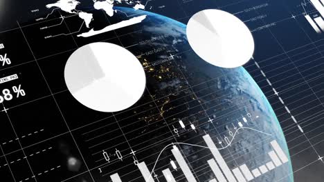 animation of data processing and statistics over globe