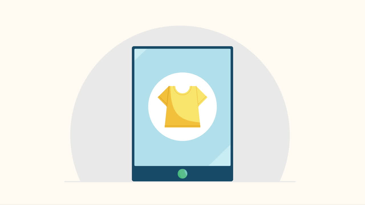 전자 상거래 기술 애니메이션을 가진 태블릿