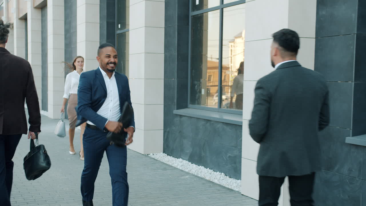 Business People Walking Outside an Office Building