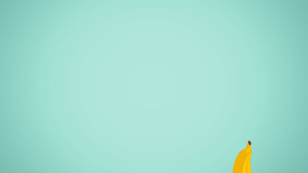 animación de plátanos individuales flotando sobre un fondo verde