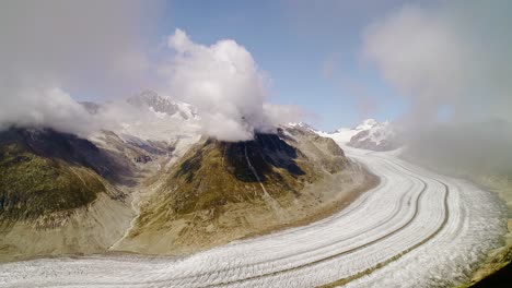 aletsch glacier, switzerland largest, icy curves, towering mountain ridges, 4k