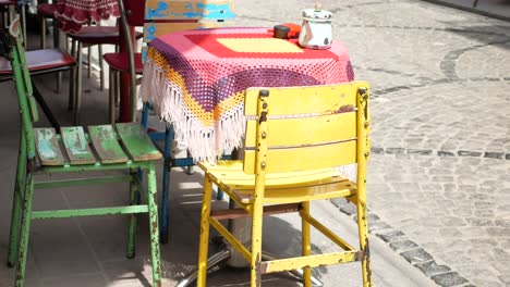 colorful outdoor cafe setting