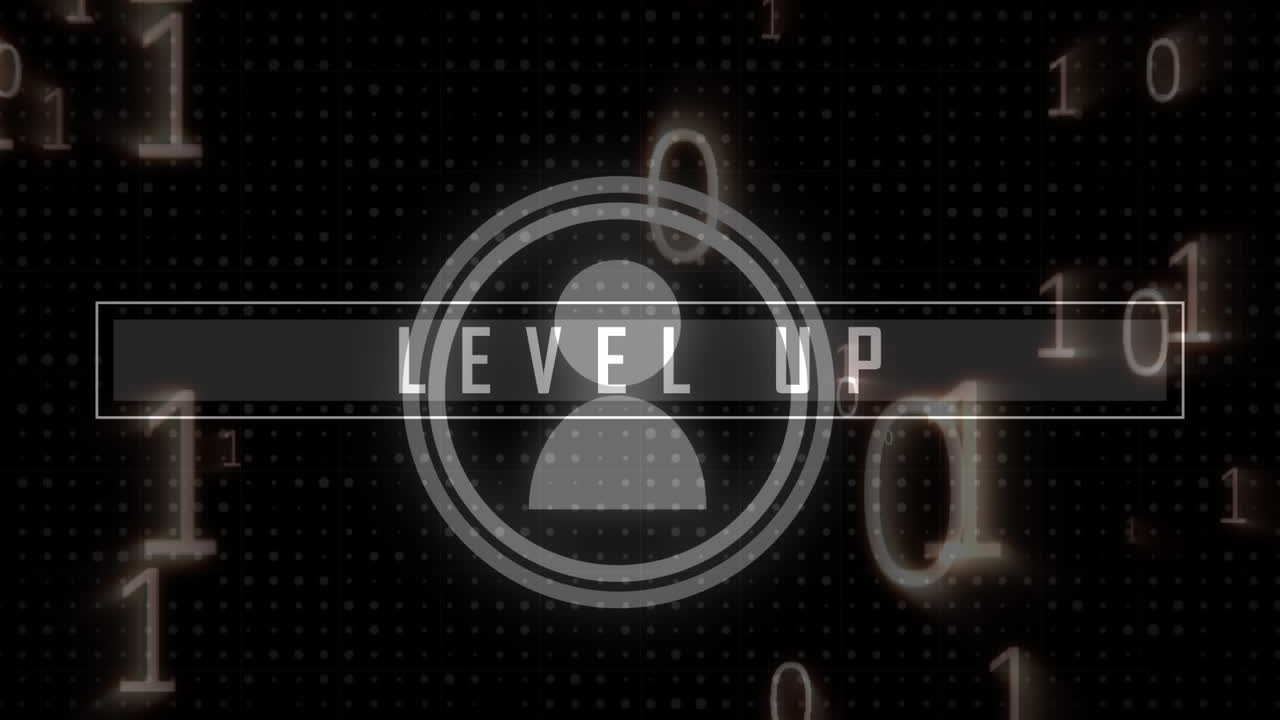 animación de texto de nivel superior, codificación binaria y procesamiento de datos.