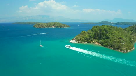 nidri lefkada 섬 공중에서 아래로 비행