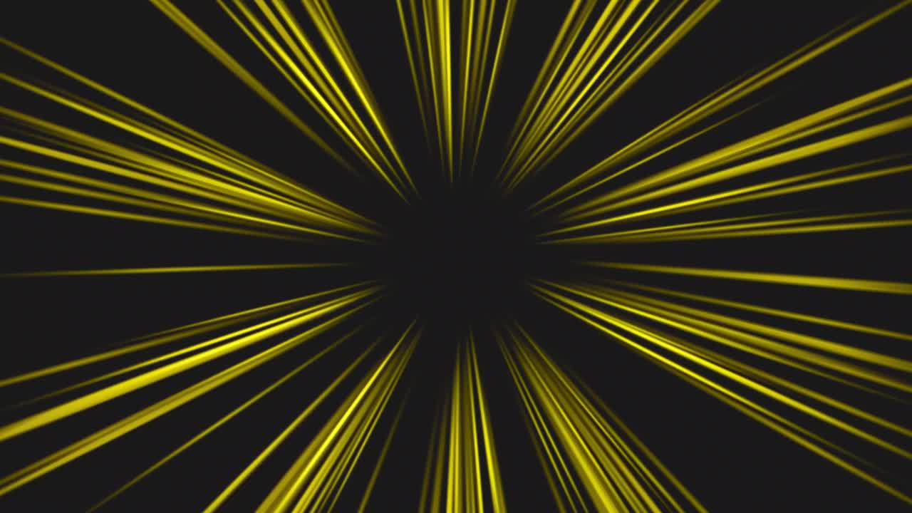 Energetic Yellow Light Rays Zooming on Dark Background